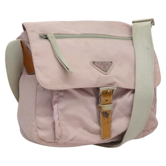 PRADA Shoulder Bag Nylon Pink Gray Silver Auth 116830 - Picture 1 of 16